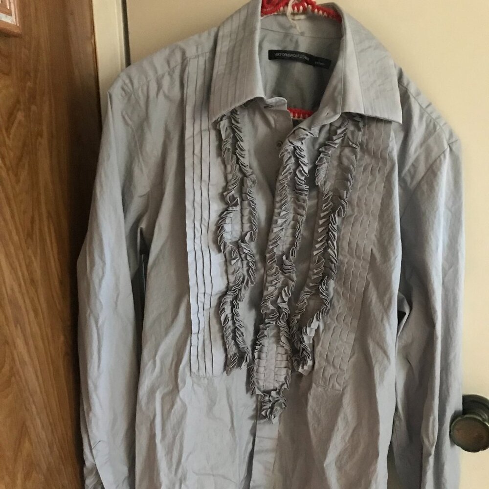 Viktor & Rolf by H&M Grey Ruffle Shirt Rare Excellent Condition Size L